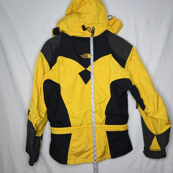 North Face Ladies Extreme Light Yellow Black Hooded Jacket Size 12 - Picture 2 of 15